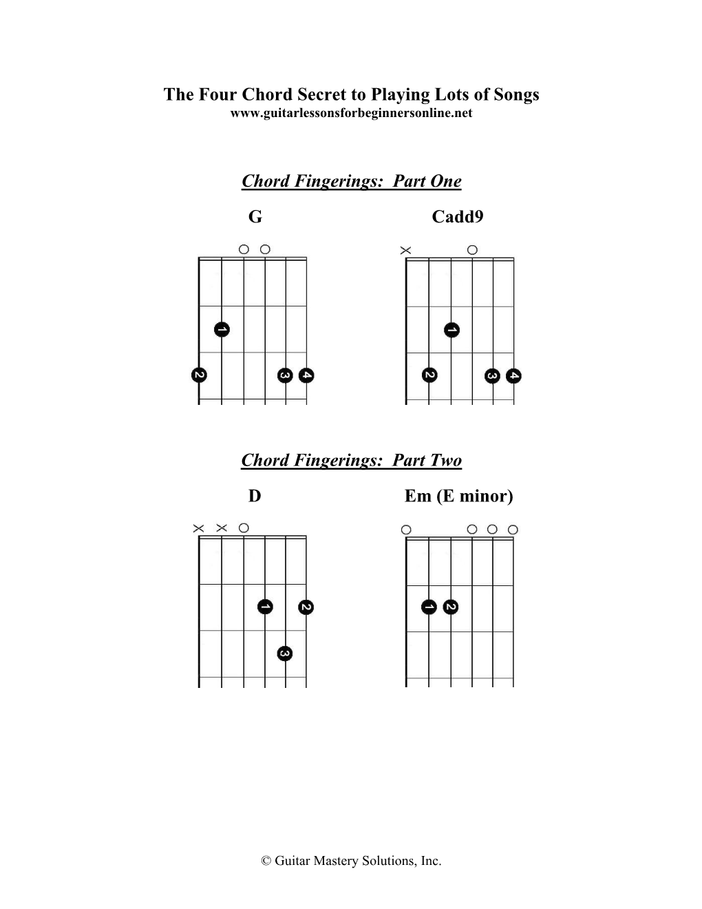 Part One G Cadd9 Chord Fingerings