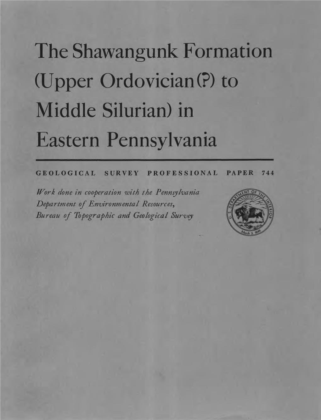 To Middle Silurian) in Eastern Pennsylvania