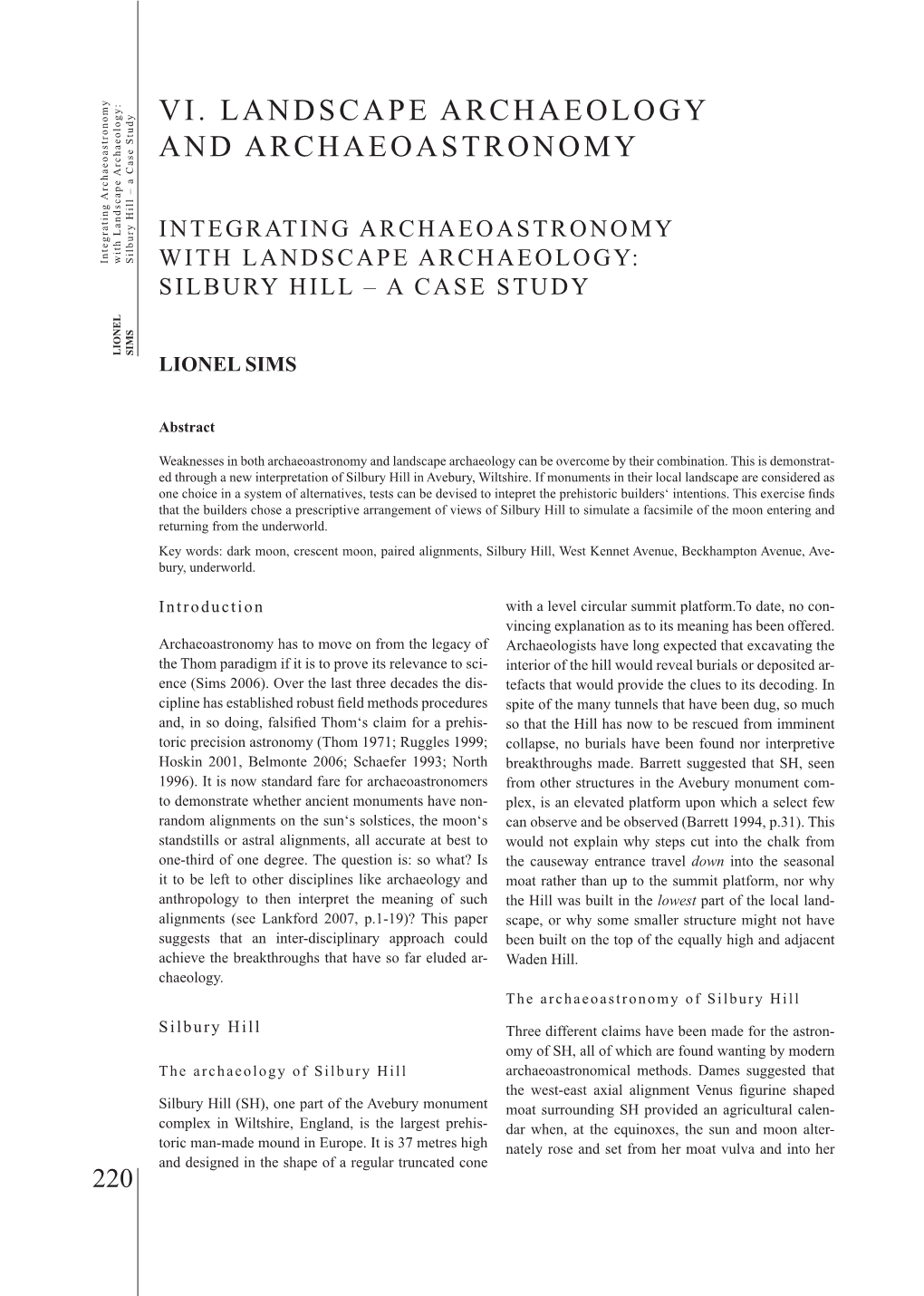 Silbury Hill – А Case Study with LANDSCAPE ARCHAEOLOGY: SILBURY HILL – a CASE STUDY LIONEL LIONEL SIMS LIONEL SIMS