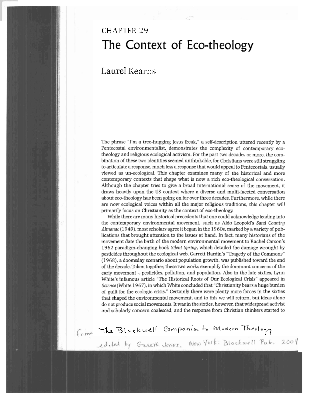 The Context of Eco-Theology