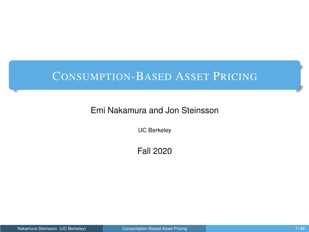 Consumption-Based Asset Pricing