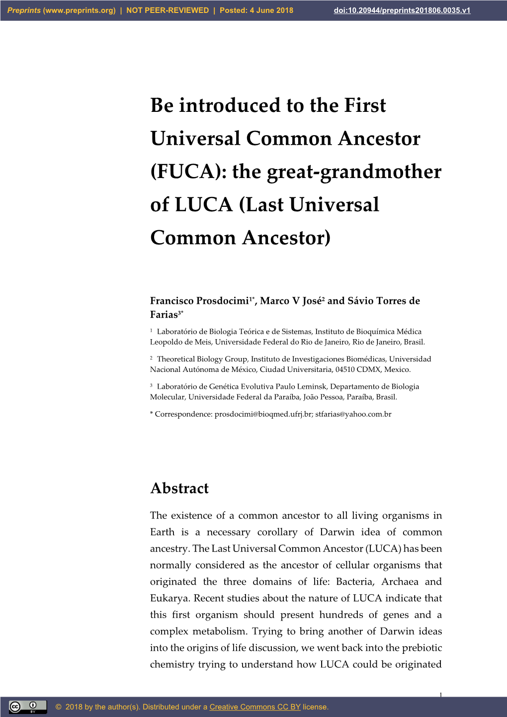 The Great-Grandmother of LUCA (Last Universal Common Ancestor)