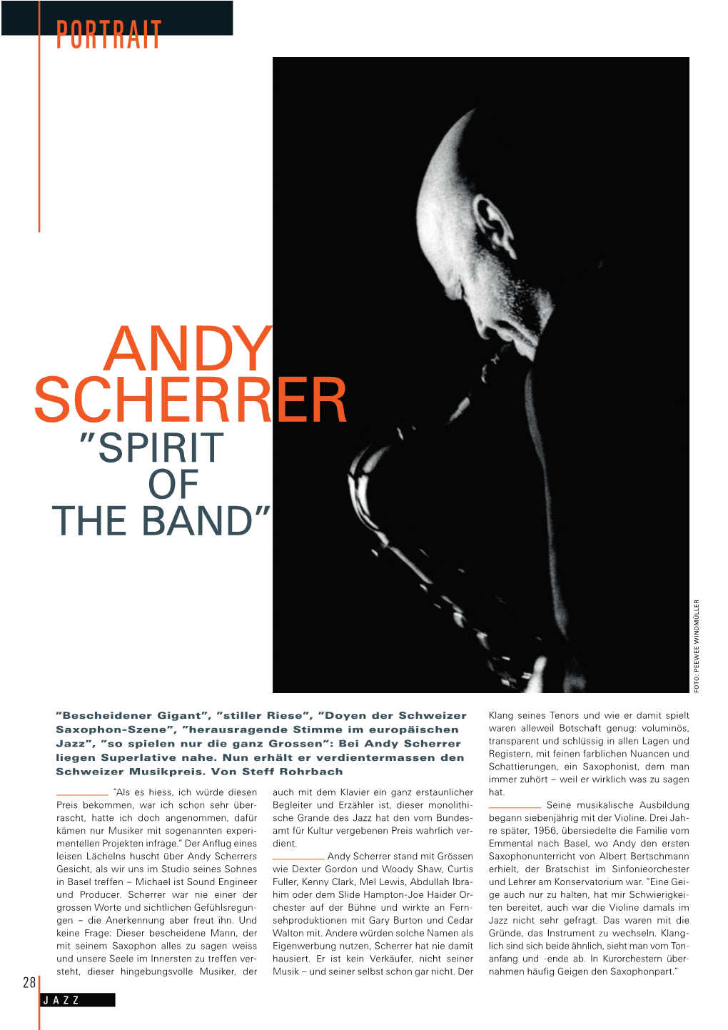 Andy Scherrer "Spirit of the Band" Foto: Peewee Windmüller