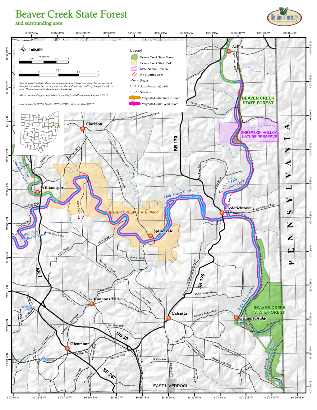 Beaver Creek State Forest and Surrounding Area