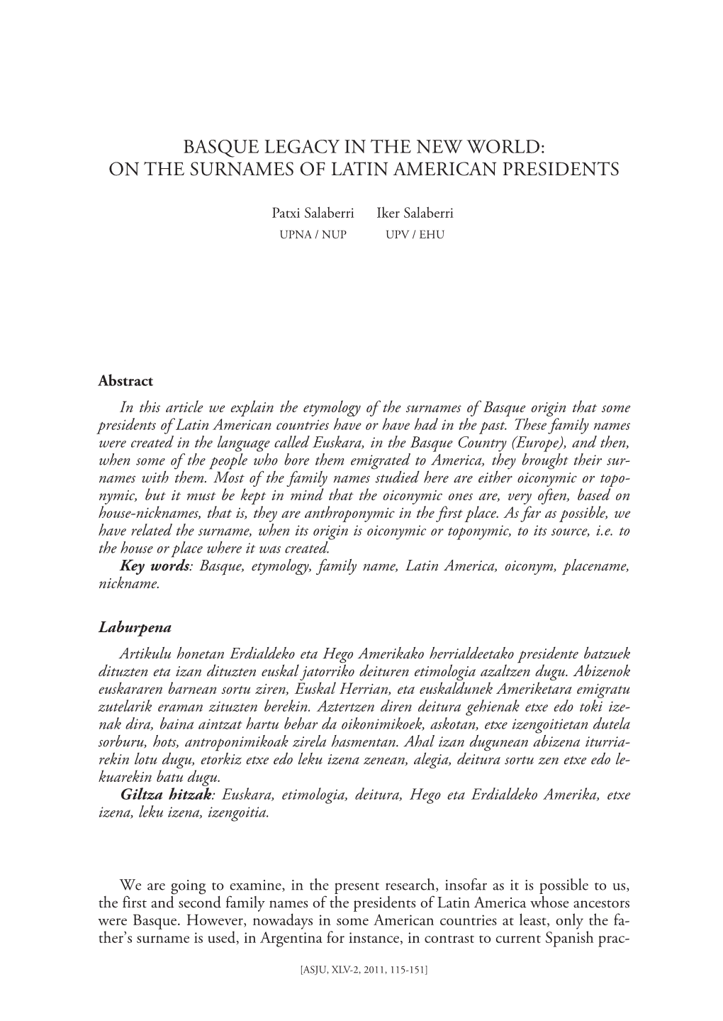 On the Surnames of Latin American Presidents