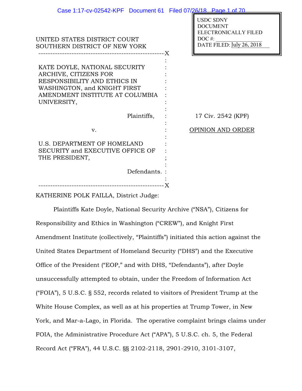 Case 1:17-Cv-02542-KPF Document 61 Filed 07/26/18 Page 1 of 70