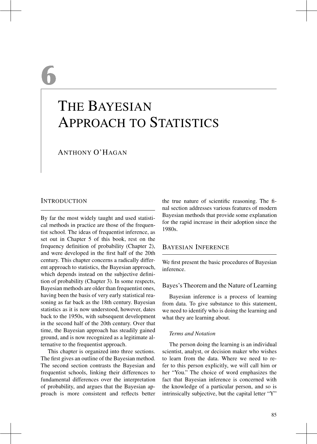 The Bayesian Approach to Statistics