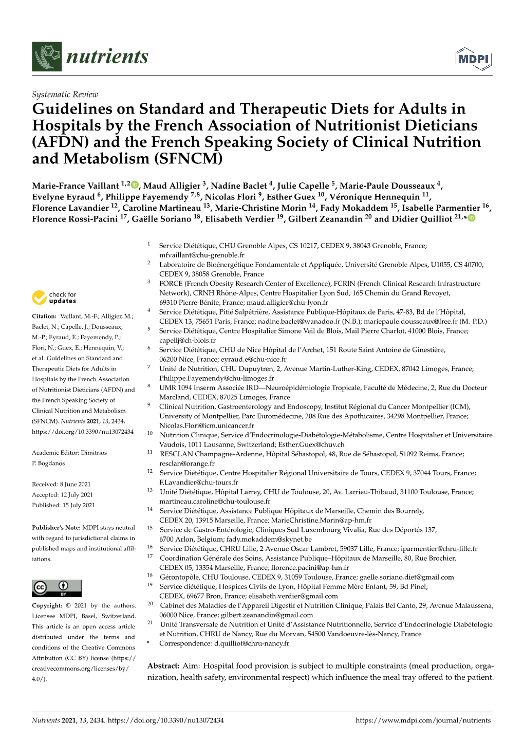 Guidelines on Standard and Therapeutic Diets for Adults