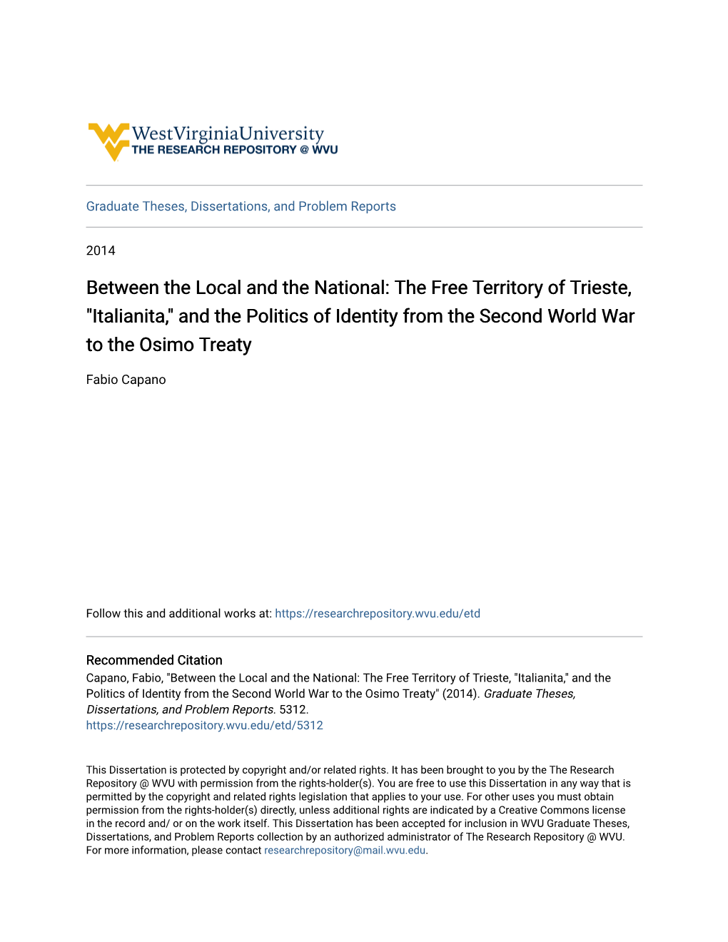 Between the Local and the National: the Free Territory of Trieste, 