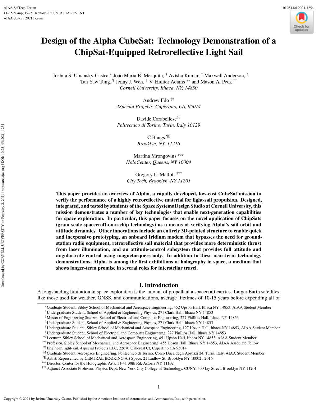 Design of the Alpha Cubesat: Technology Demonstration of a Chipsat-Equipped Retroreflective Light Sail