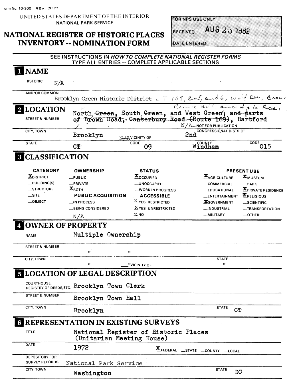 National Register of Historic Places Inventory -- Nomination Form