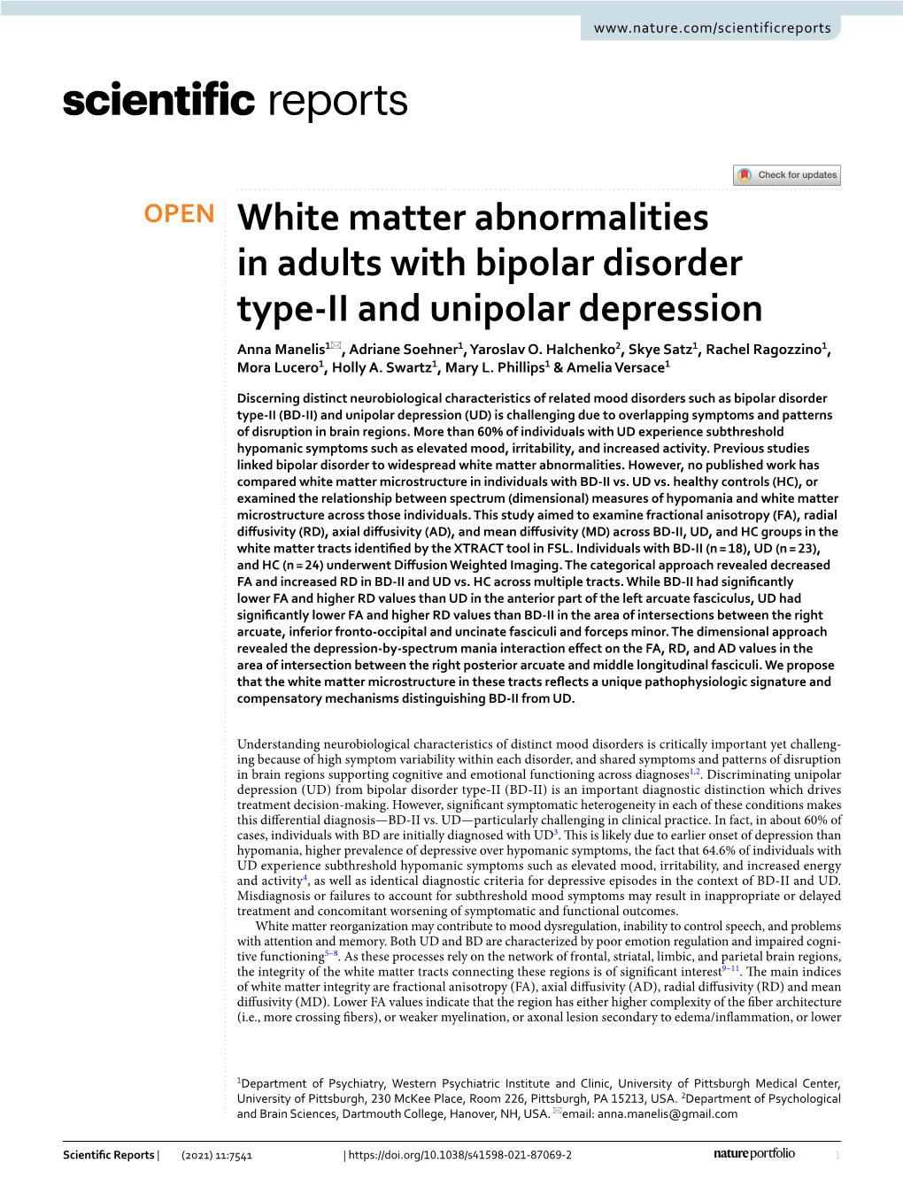 White Matter Abnormalities in Adults with Bipolar Disorder Type-II