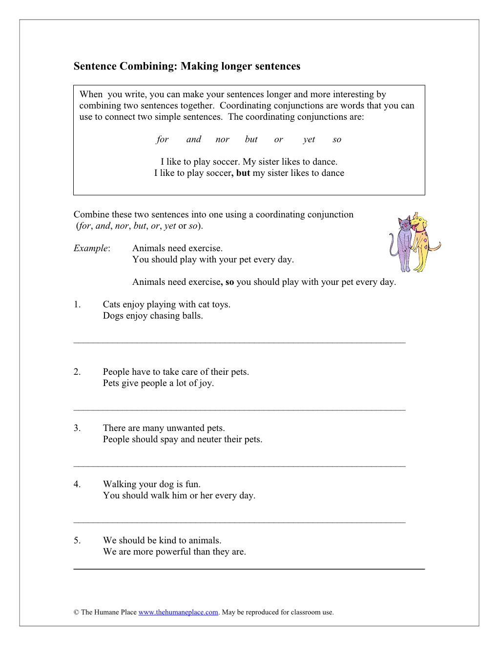 Sentence Combining: Making Longer Sentences