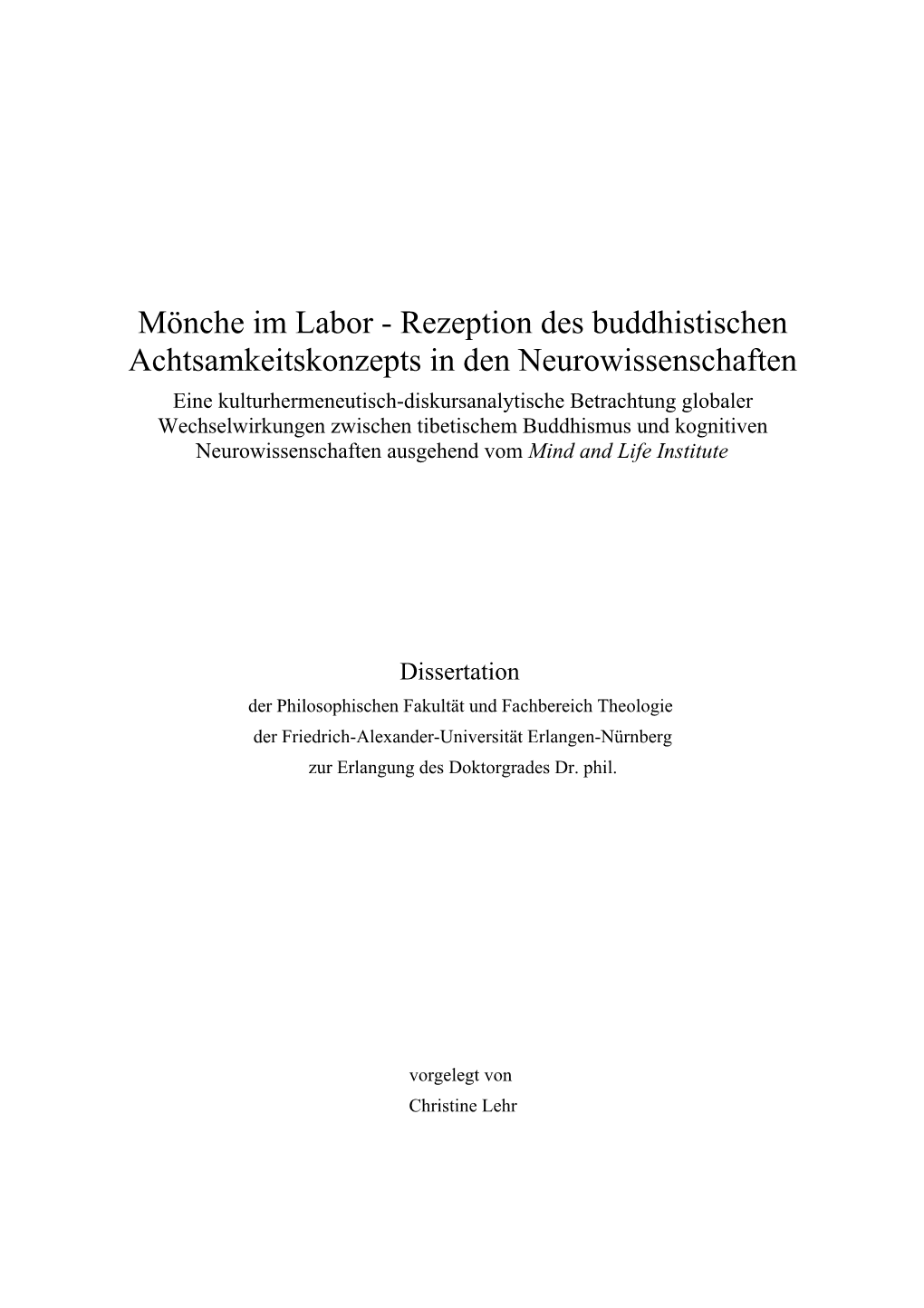 Rezeption Des Buddhistischen Achtsamkeitskonzepts in Den