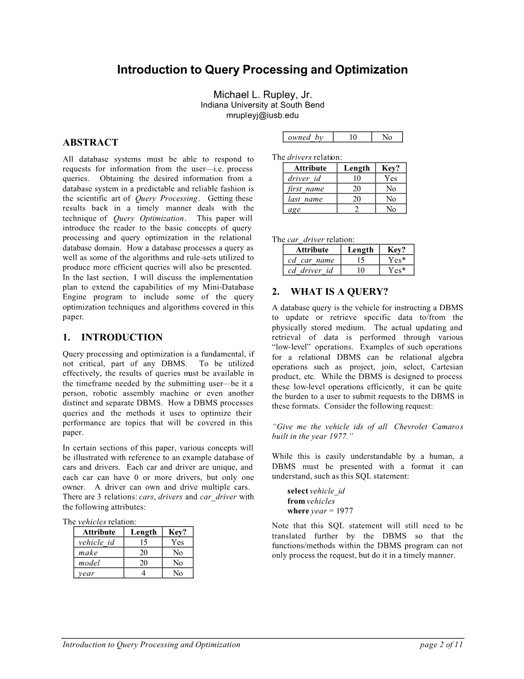 Introduction to Query Processing and Optimization