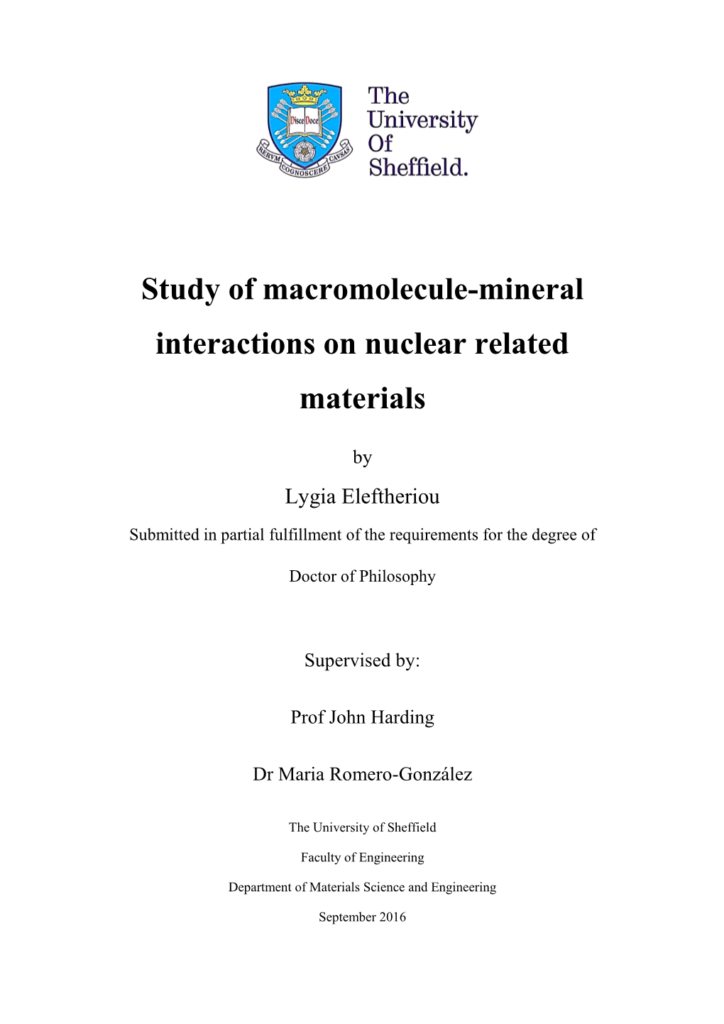 Study of Macromolecule-Mineral Interactions on Nuclear Related Materials