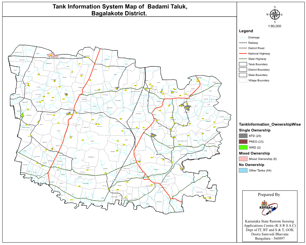 Tank Information System Map of Badami Taluk, Bagalakote District. Μ 1:90,000 Legend