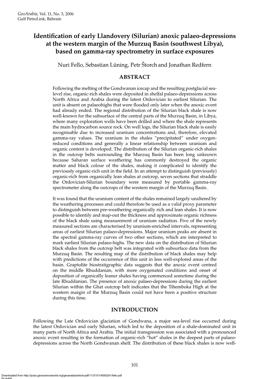 (Silurian) Anoxic Palaeo-Depressions at the Western Margin of the Murzuq Basin (Southwest Libya), Based on Gamma-Ray Spectrometry in Surface Exposures