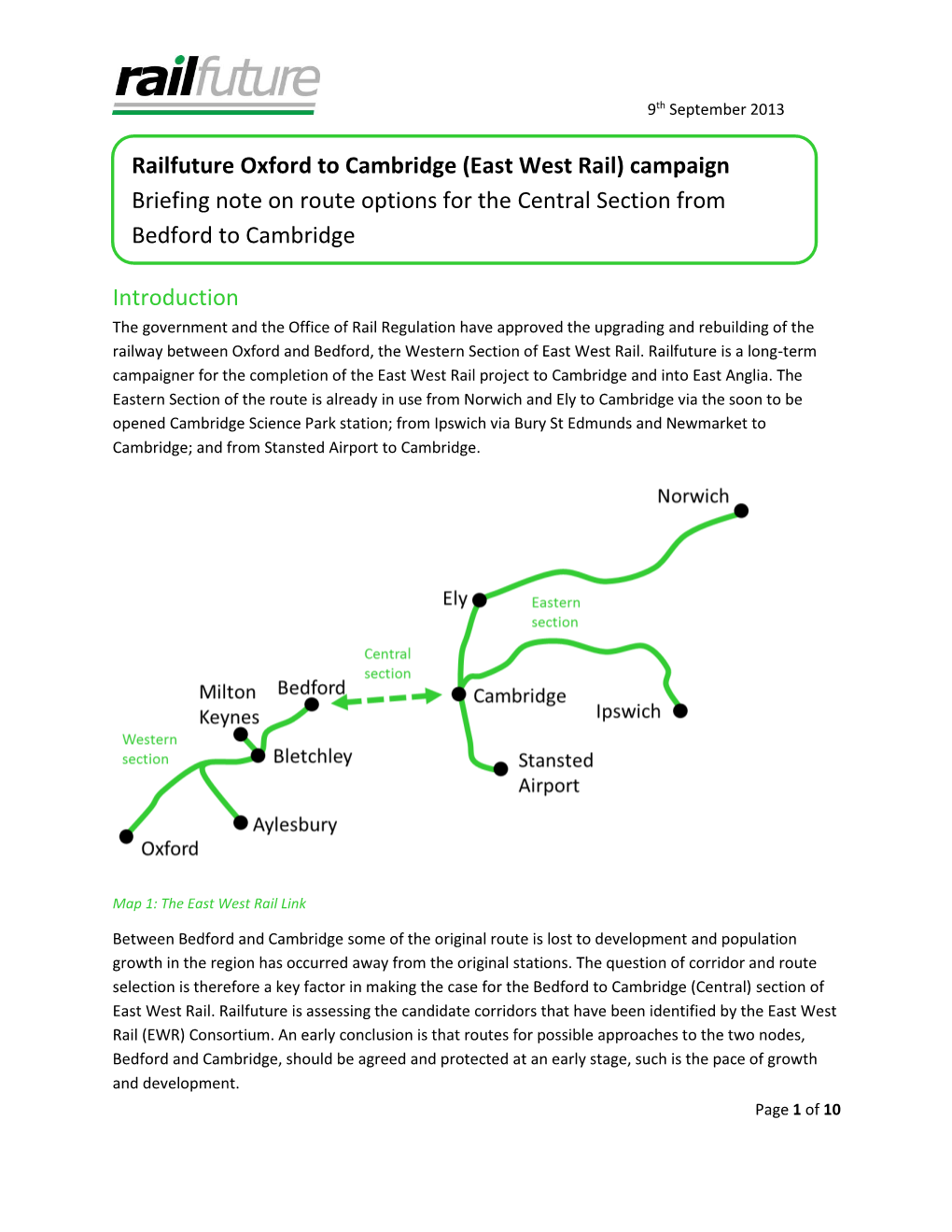 Introduction Railfuture Oxford to Cambridge (East West Rail)