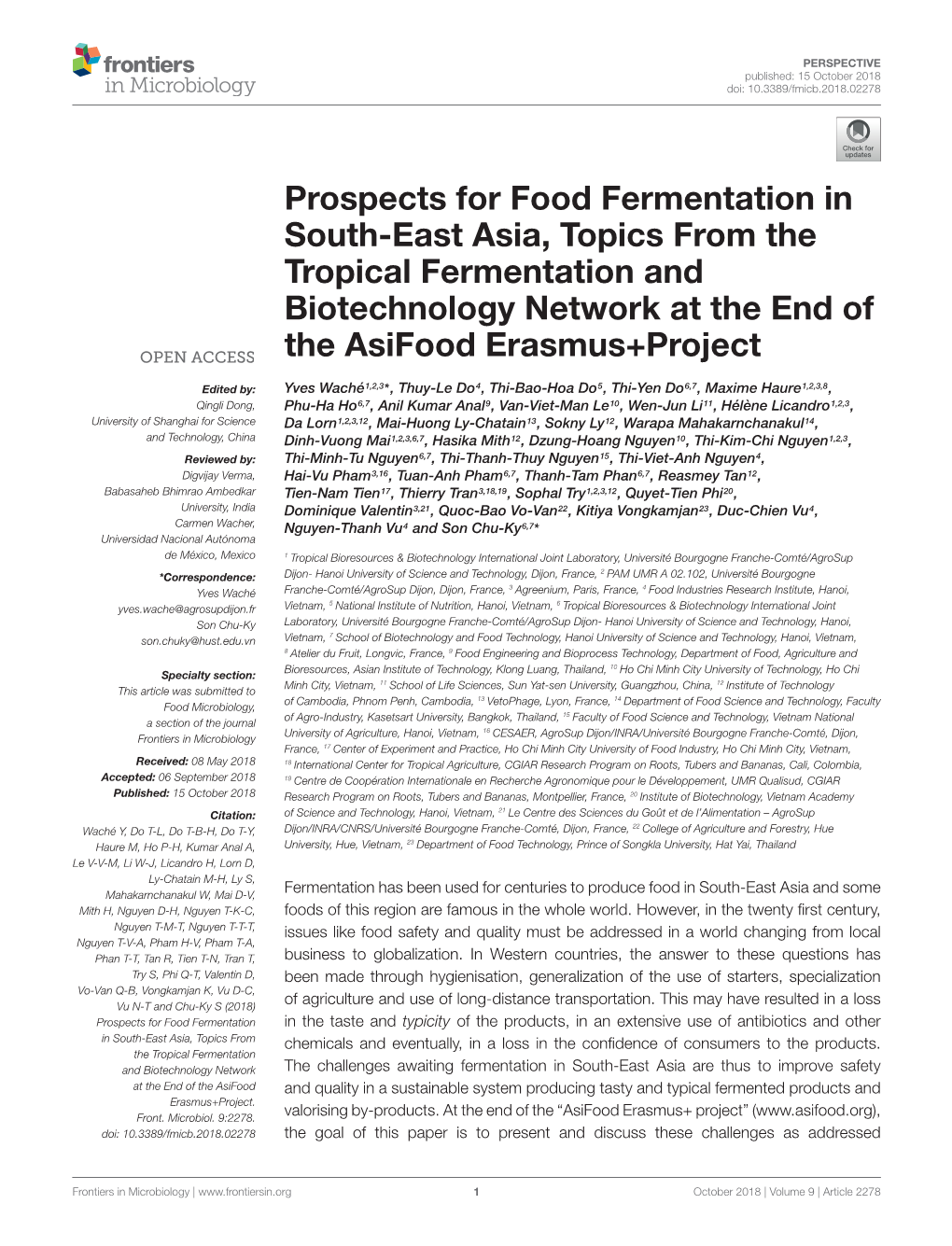 Prospects for Food Fermentation in South-East Asia, Topics from the Tropical Fermentation and Biotechnology Network at the End of the Asifood Erasmus+Project