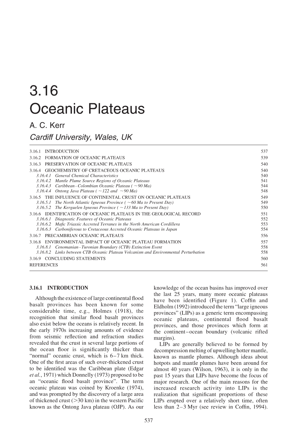 3.16 Oceanic Plateaus A.C.Kerr Cardiffuniversity,Wales,UK