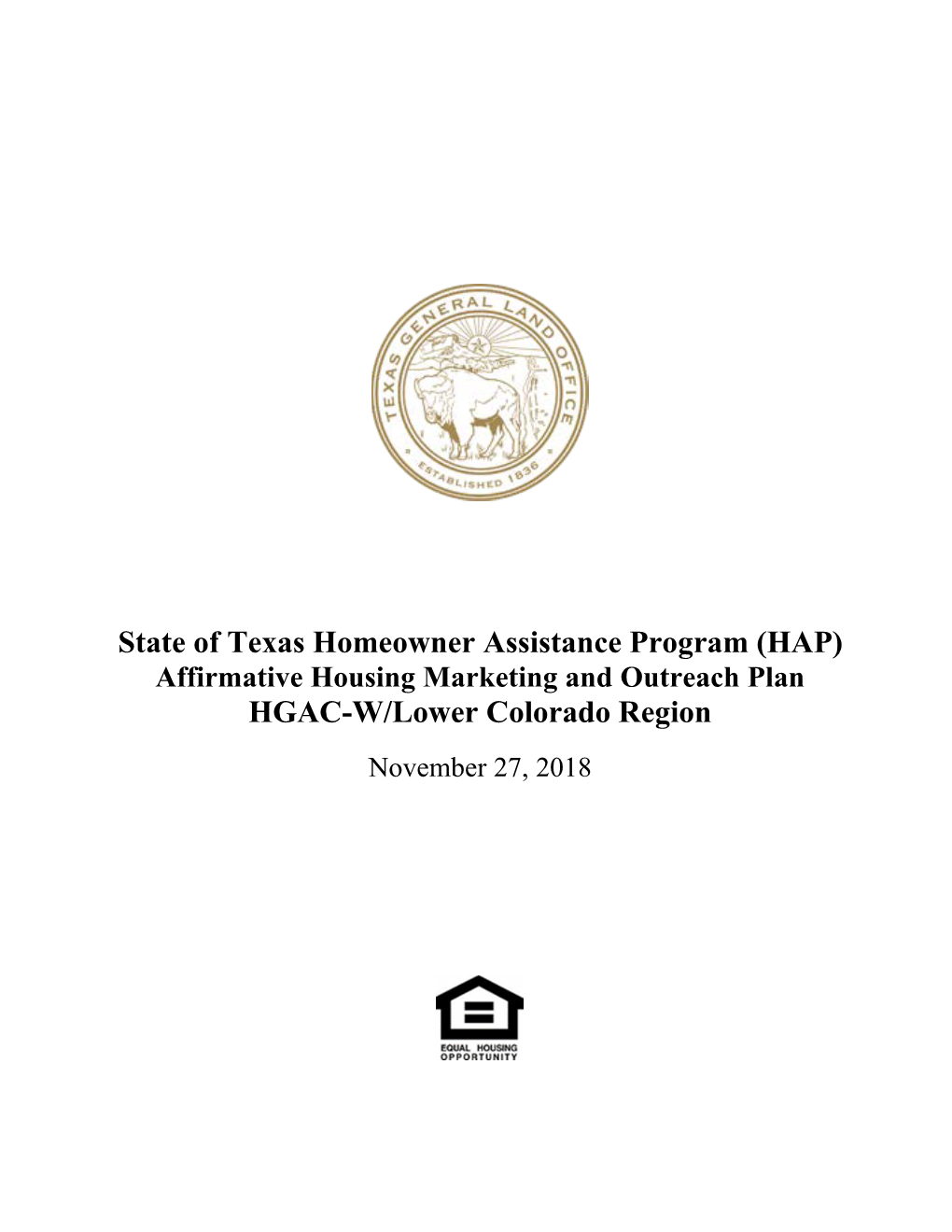 HAP) Affirmative Housing Marketing and Outreach Plan HGAC-W/Lower Colorado Region