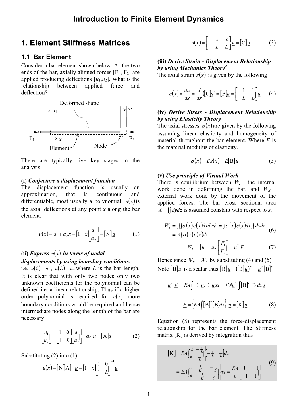 Force/Deflection Relationships