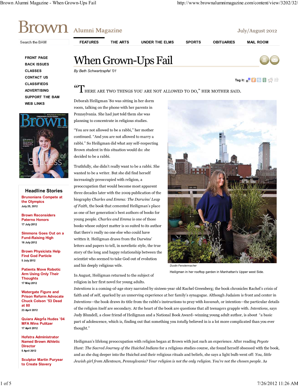 Brown Alumni Magazine - When Grown-Ups Fail
