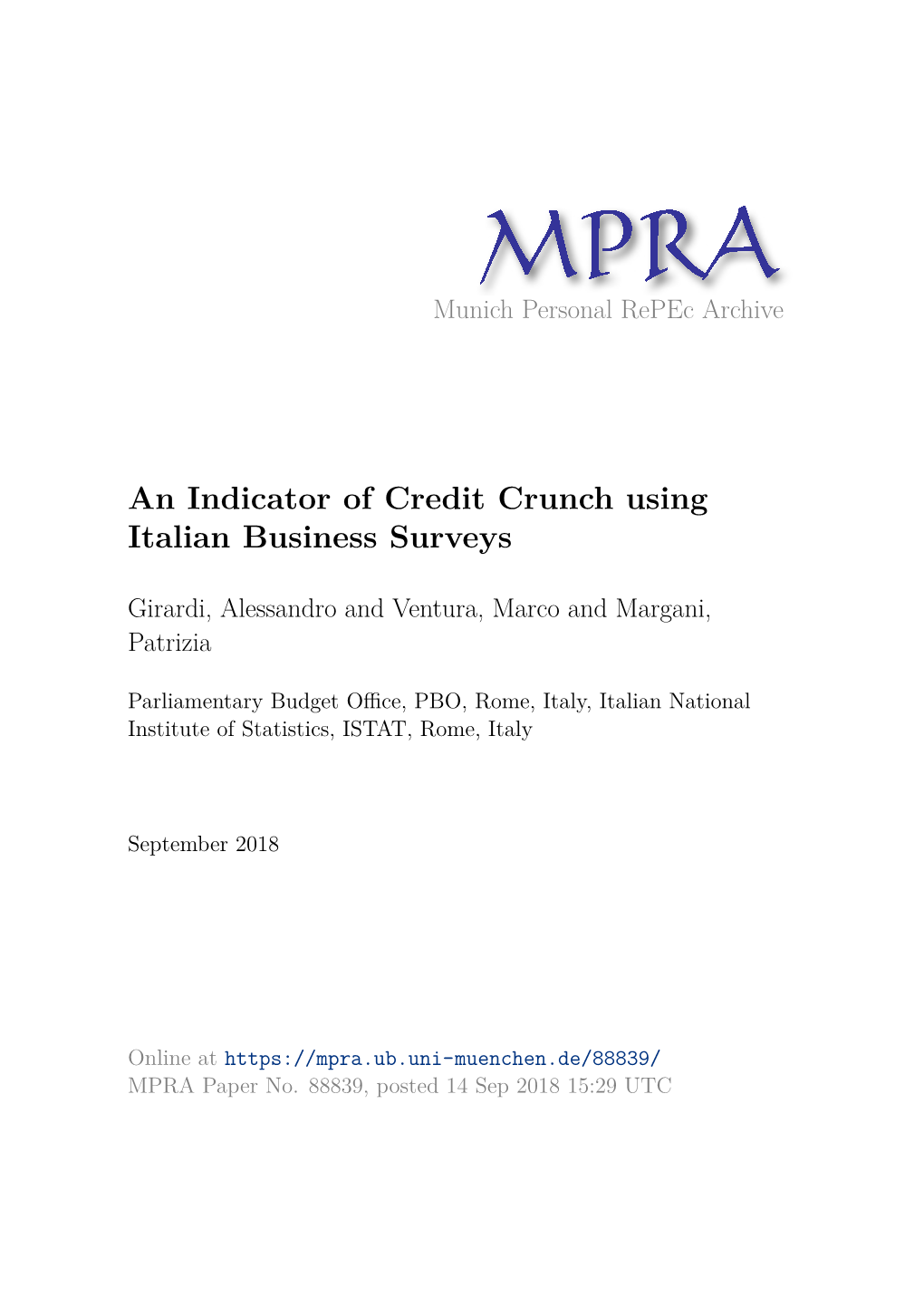 An Indicator of Credit Crunch Using Italian Business Surveys
