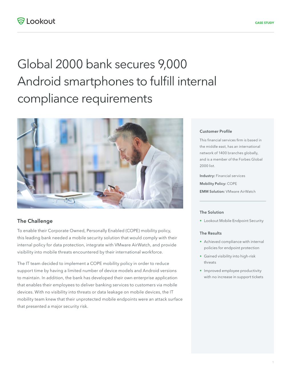 Global 2000 Bank Secures 9,000 Android Smartphones to Fulfill Internal Compliance Requirements