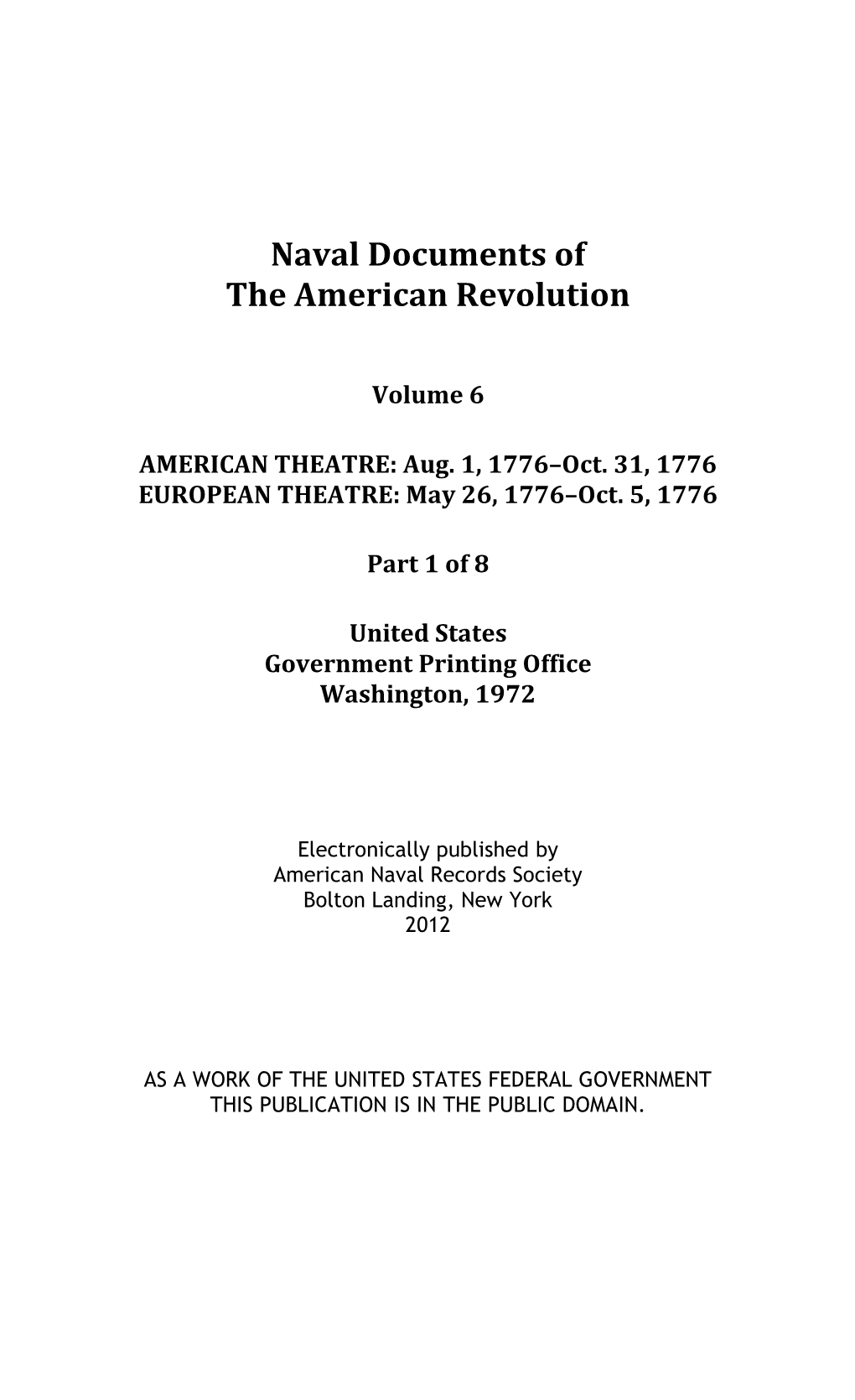 Naval Documents of the American Revolution