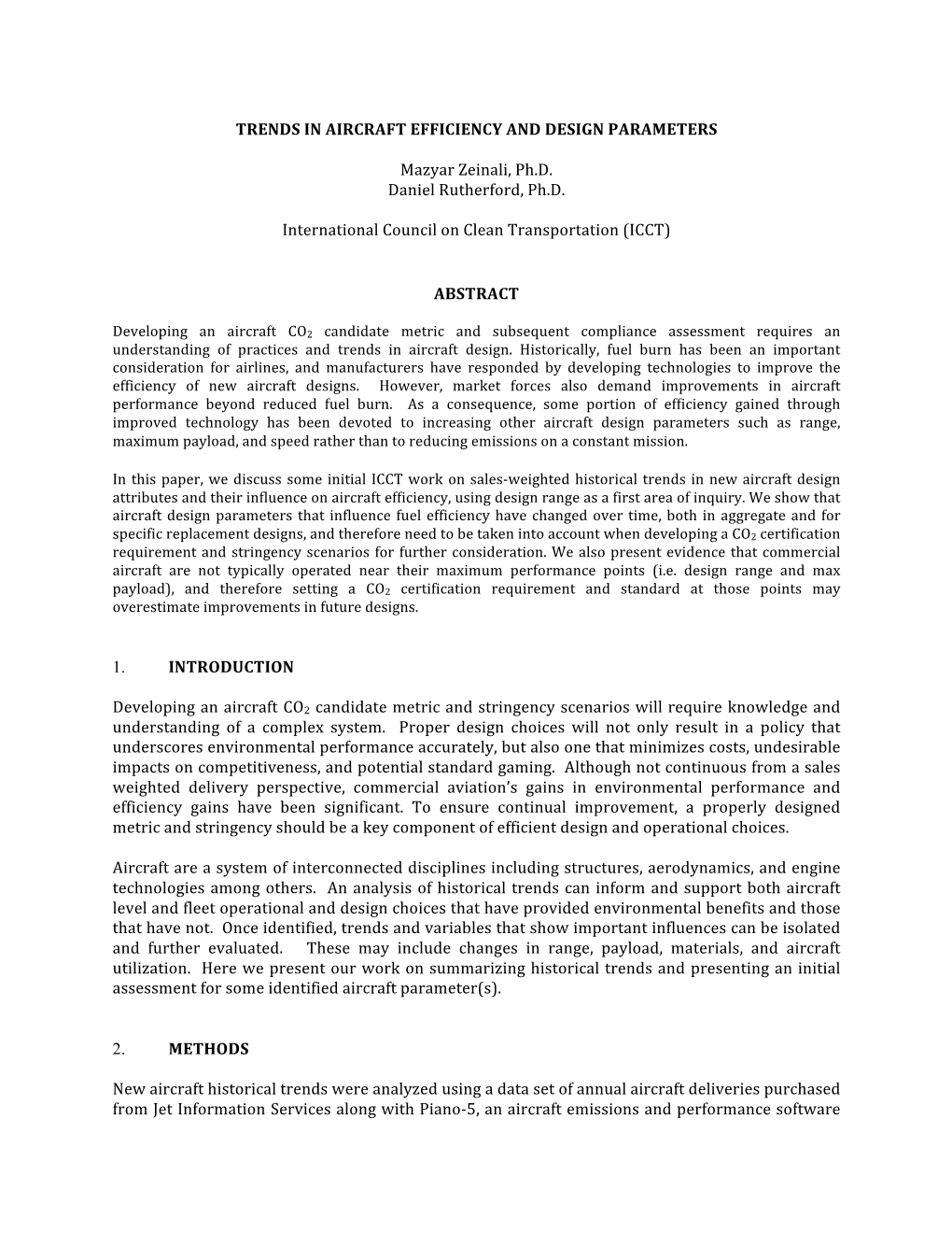 ICCT Aircraft Efficiency Design Public Draft