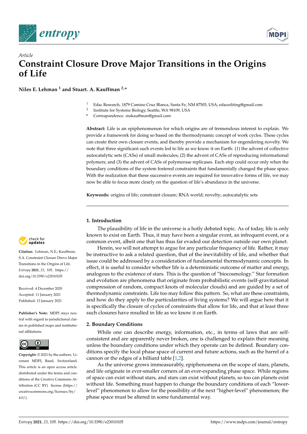 Constraint Closure Drove Major Transitions in the Origins of Life