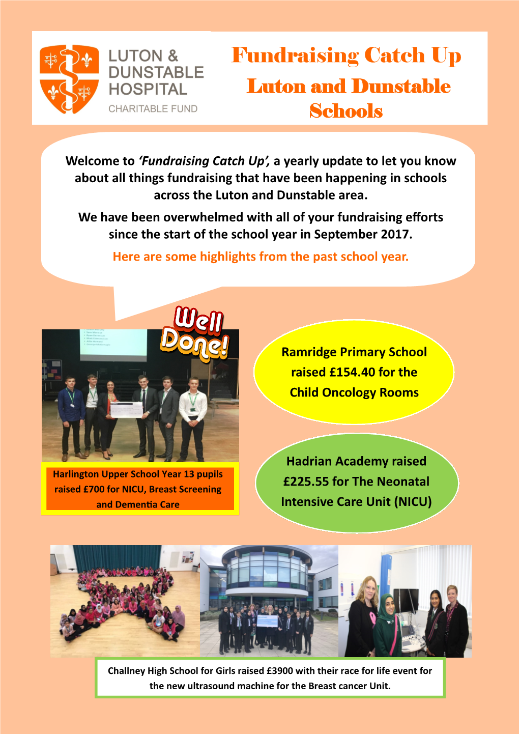 Fundraising Catch up Luton and Dunstable Schools