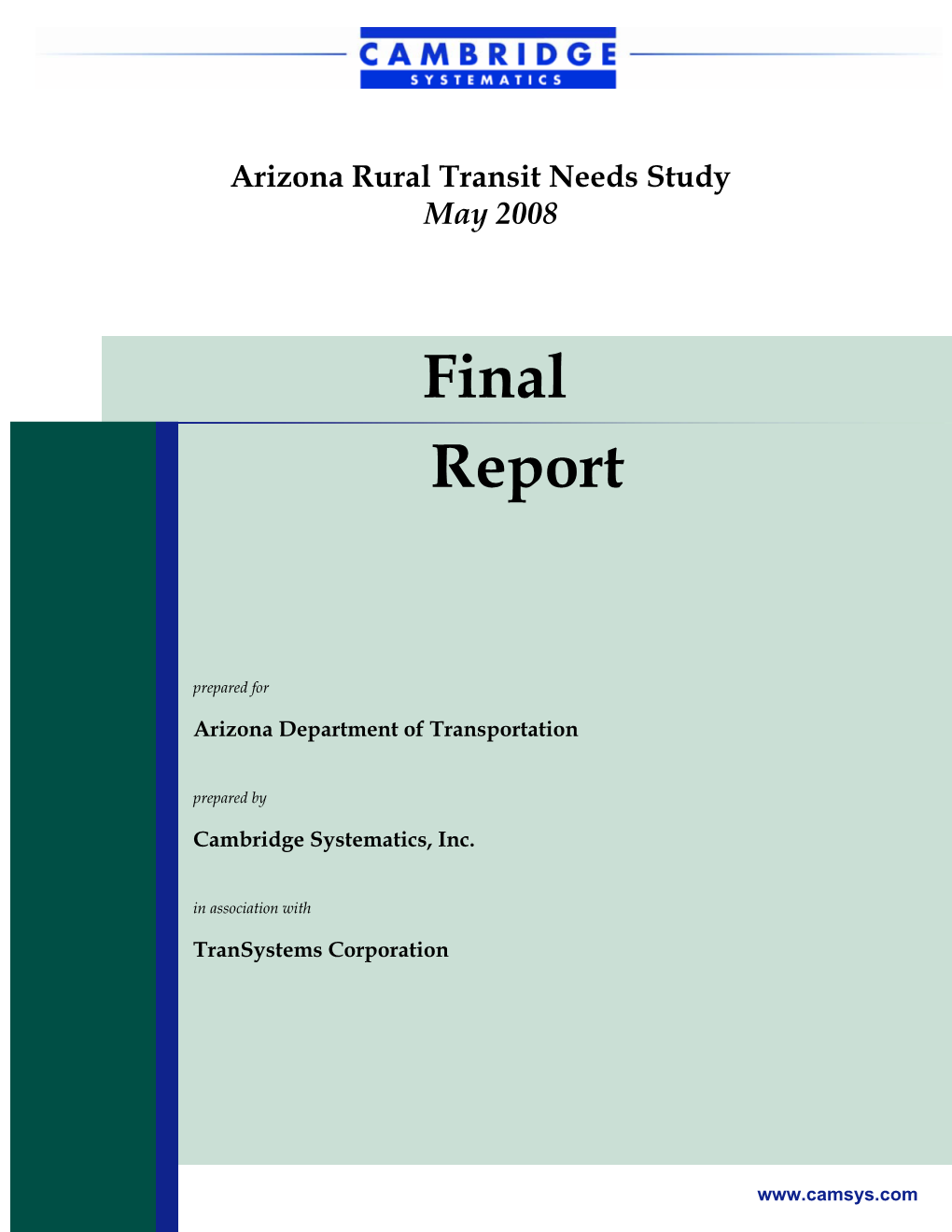 Arizona Rural Transit Needs Study May 2008