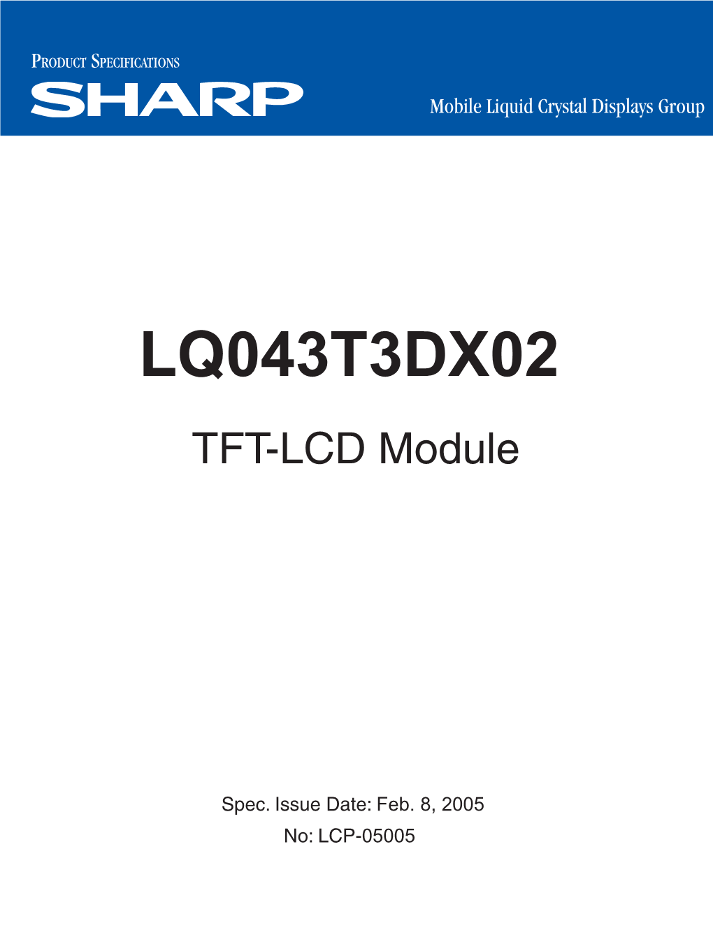 LQ043T3DX02 TFT-LCD Module