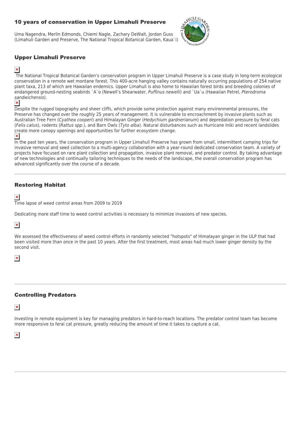 10 Years of Conservation in Upper Limahuli Preserve Upper Limahuli