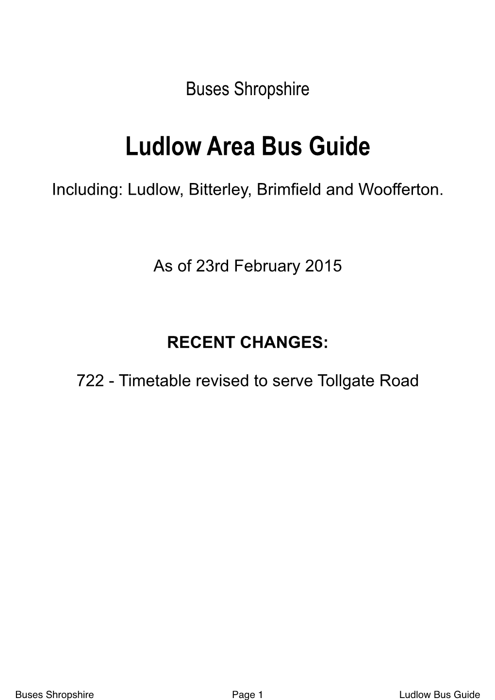 Ludlow Bus Guide Contents