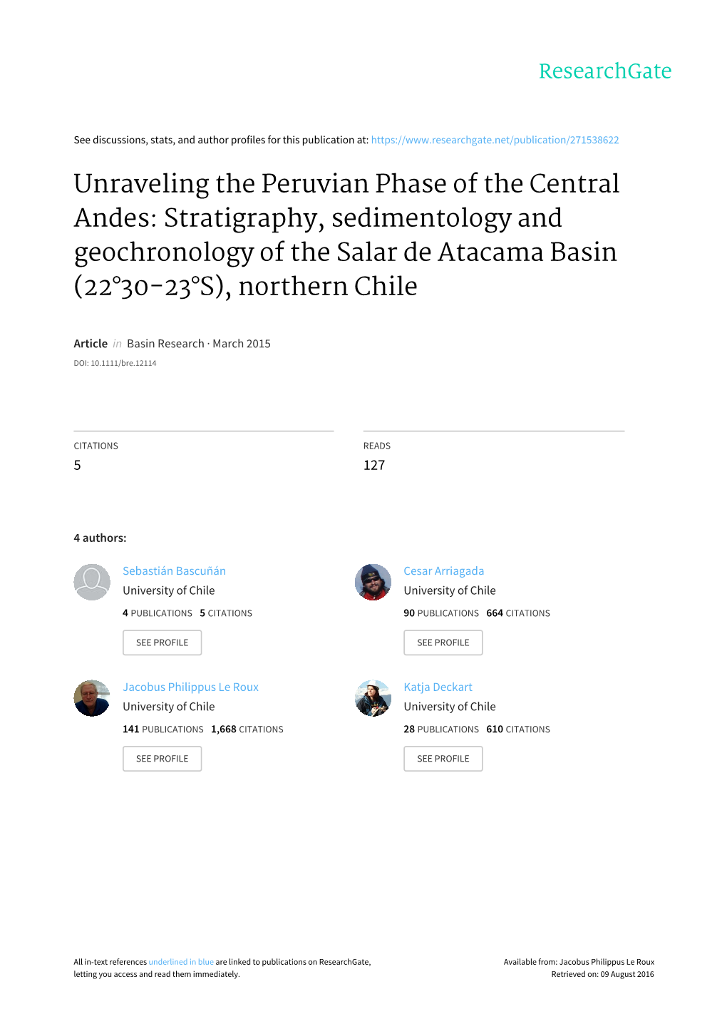 Unraveling the Peruvian Phase of the Central Andes: Stratigraphy, Sedimentology and Geochronology of the Salar De Atacama Basin (22°30-23°S), Northern Chile