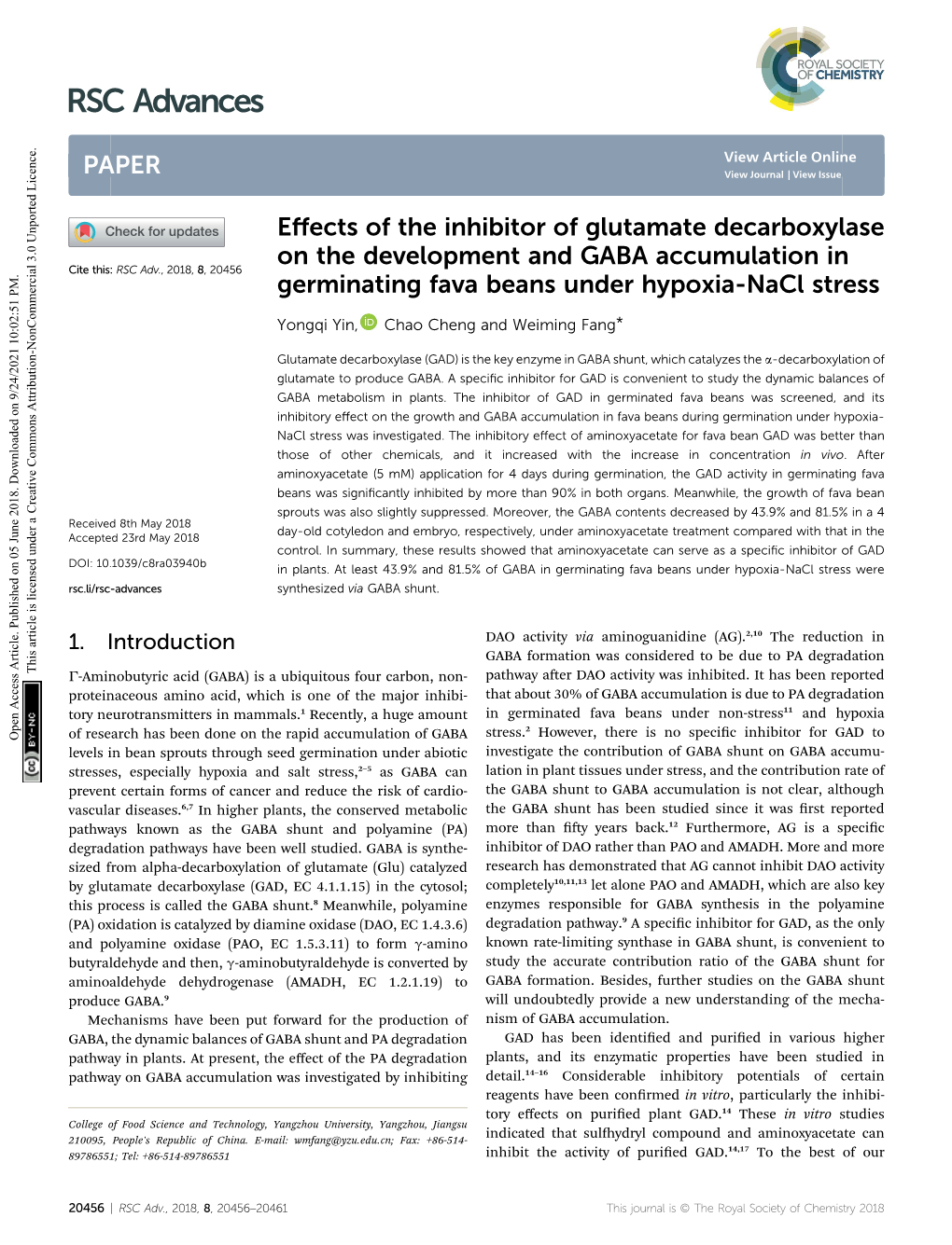 Effects of the Inhibitor of Glutamate Decarboxylase on the Development