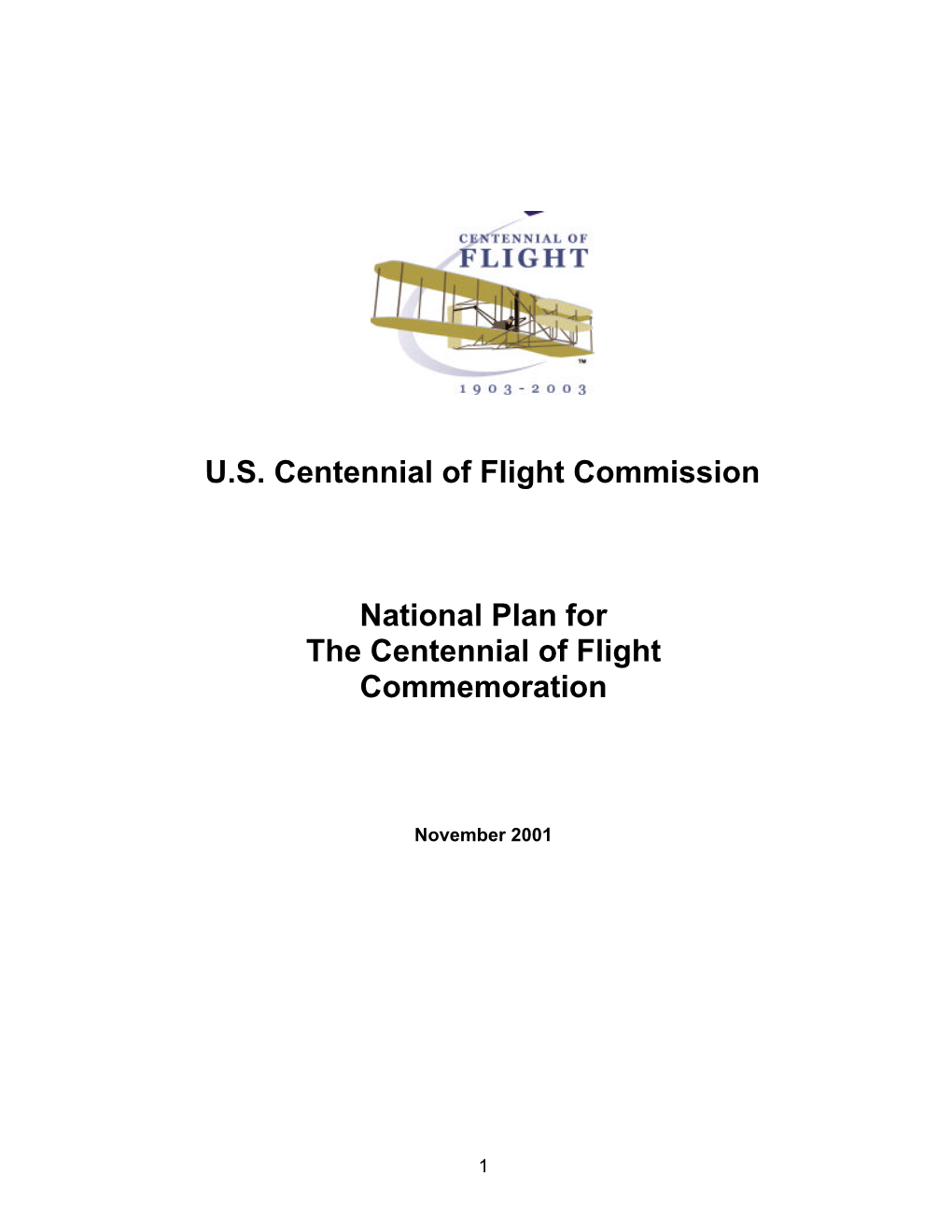 National Plan for the Centennial of Flight Commemoration