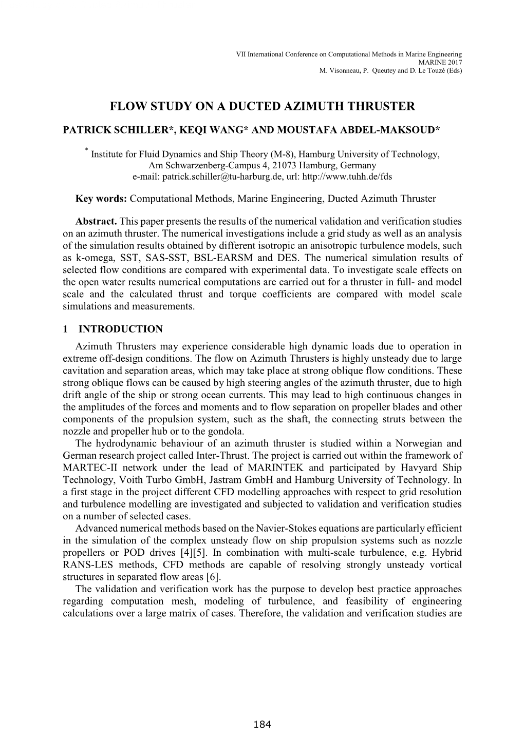 Flow Study on a Ducted Azimuth Thruster