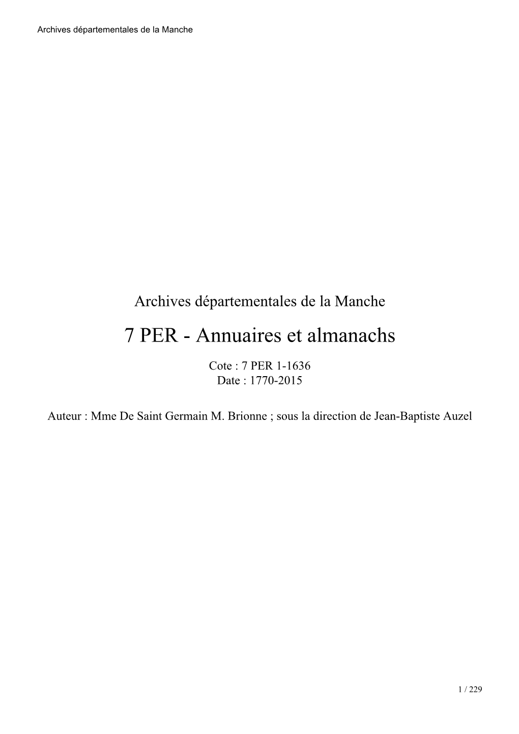 7 PER - Annuaires Et Almanachs