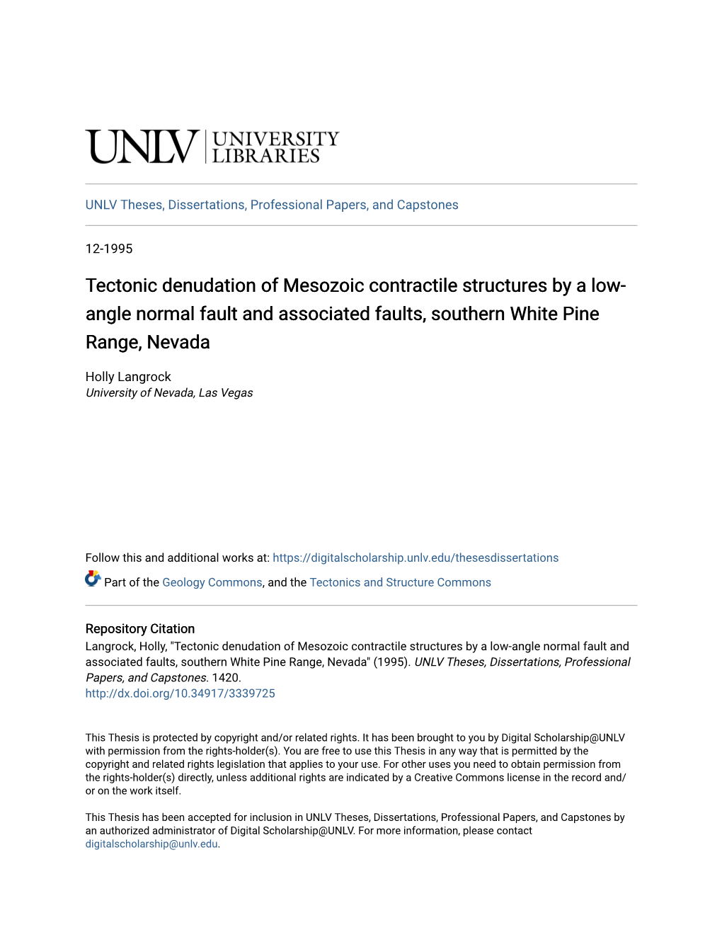 Tectonic Denudation of Mesozoic Contractile Structures by a Low-Angle Normal Fault and Associated Faults, Southern White Pine Range, Nevada