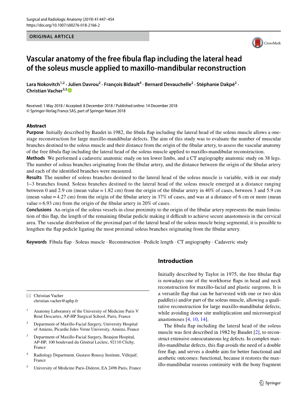 Vascular Anatomy of the Free Fibula Flap Including the Lateral Head of the Soleus Muscle Applied to Maxillo-Mandibular Reconstruction