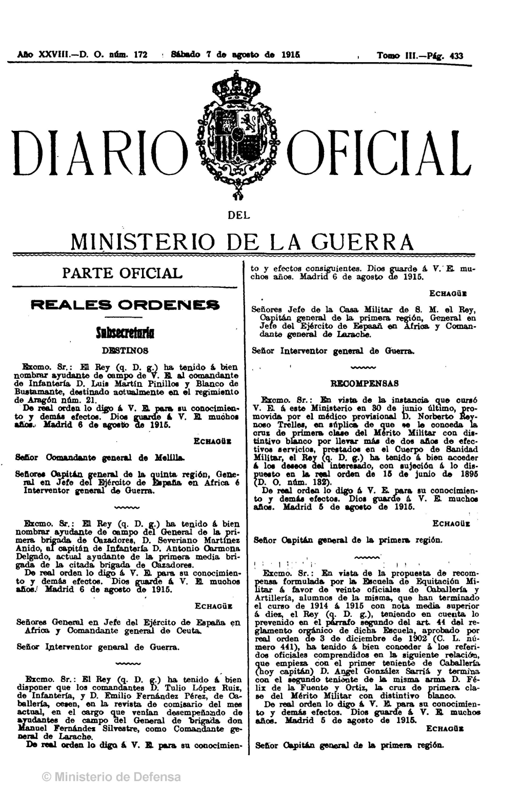 Diario Oficial Del Ministerio De La Guerra