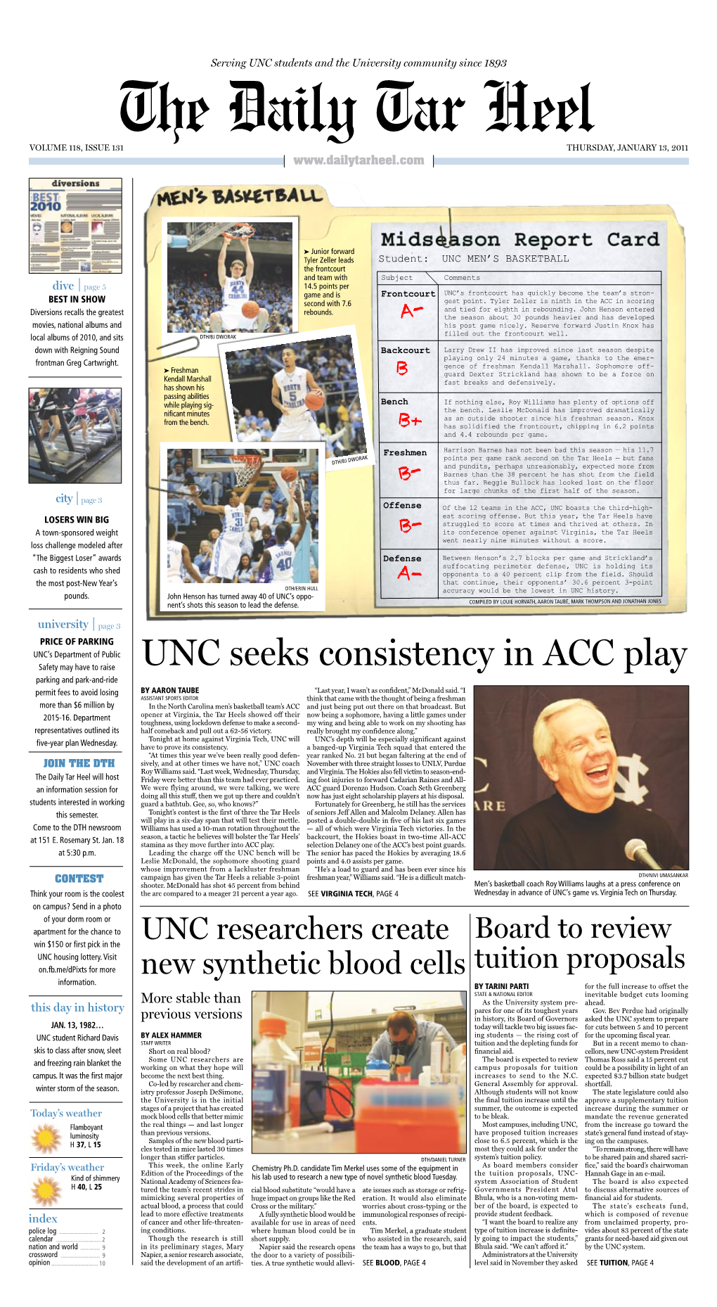 UNC Seeks Consistency in ACC Play Parking and Park-And-Ride Permit Fees to Avoid Losing by Aaron Taube “Last Year, I Wasn’T As Confident,” Mcdonald Said