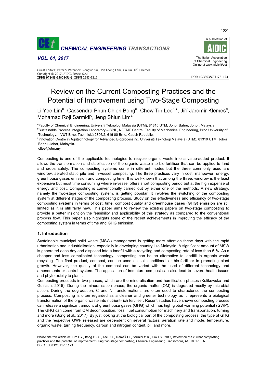 Review on the Current Composting Practices and the Potential Of