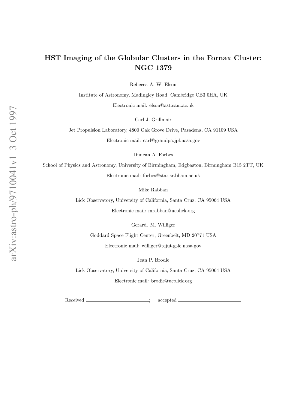 HST Imaging of the Globular Clusters in the Fornax Cluster: NGC 1379