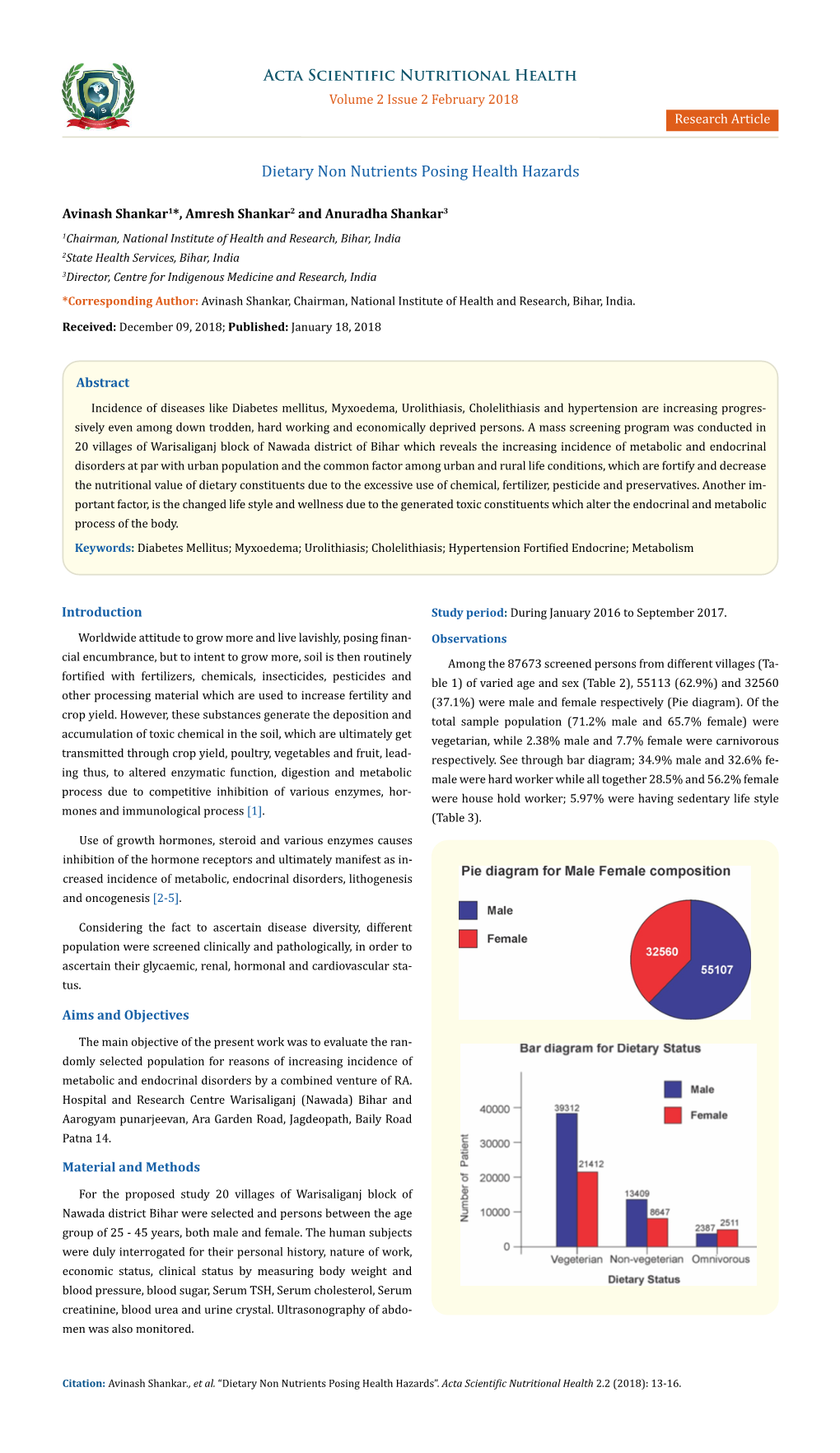 Dietary Non Nutrients Posing Health Hazards